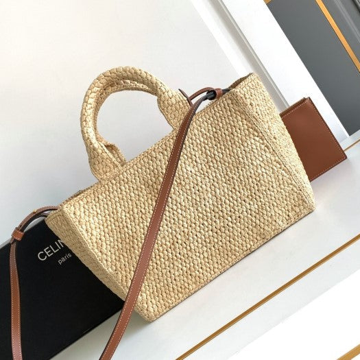Celine - Small Cabas Thais Raffia Calfskin Top