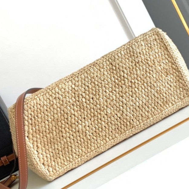 Celine - Small Cabas Thais Raffia Calfskin Top