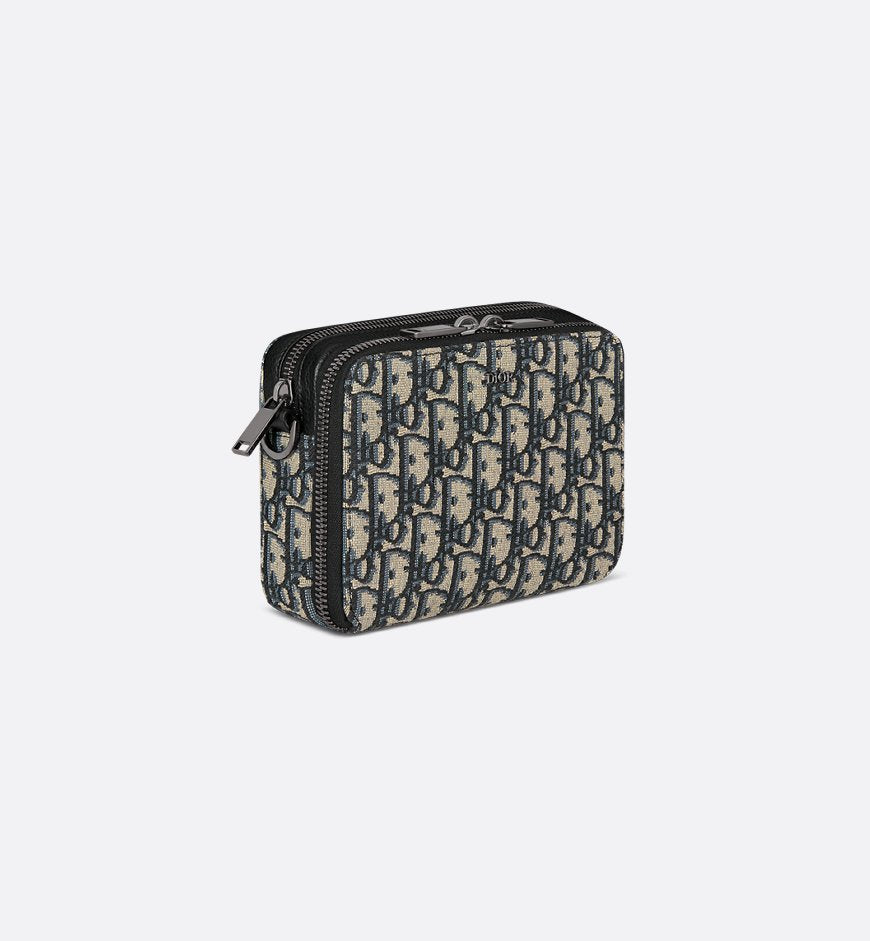 Pochette zippée à bandoulière Noir et Beige