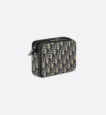 Pochette zippée à bandoulière Noir et Beige