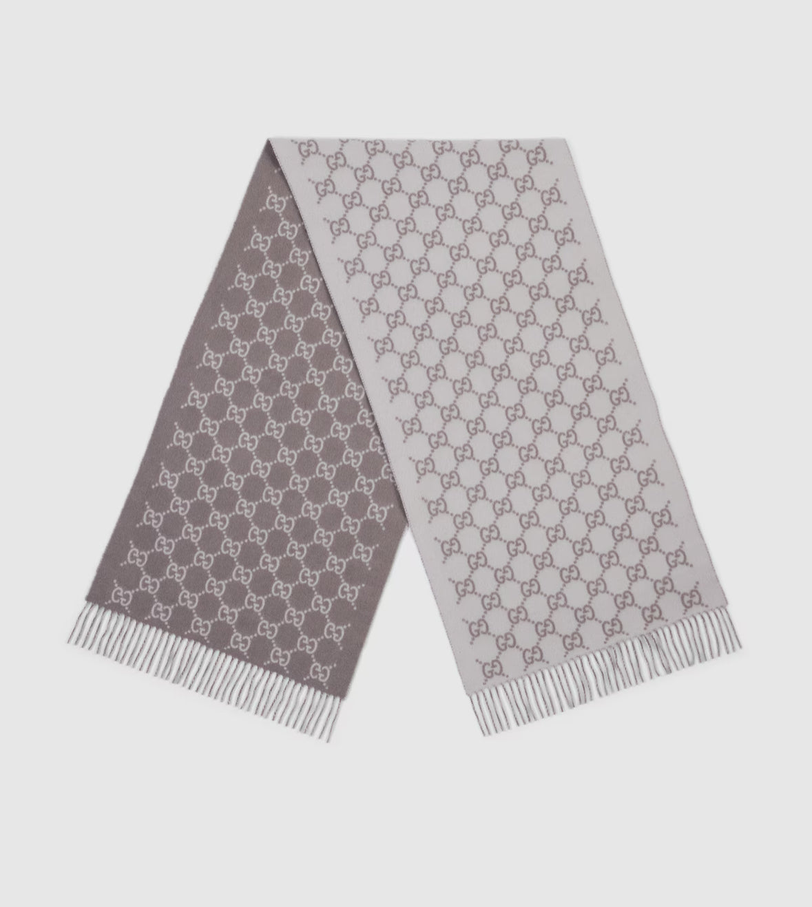 .Bonnet et Écharpe en jacquard de cachemire GG ivoire et gris clair