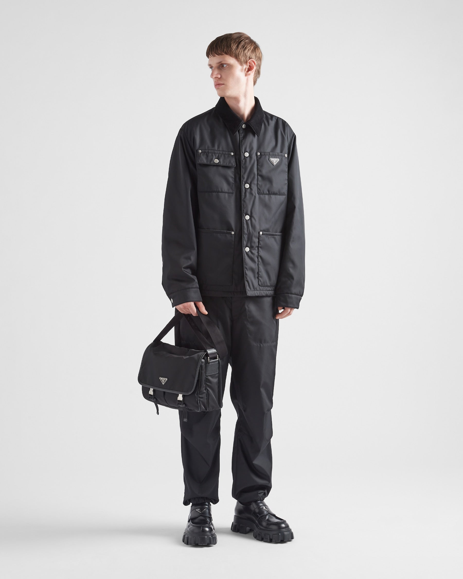 .Sac porté épaule en Re-Nylon et cuir Saffiano