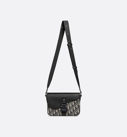 Sac Messenger à rabat Saddle Small Noir et Beige