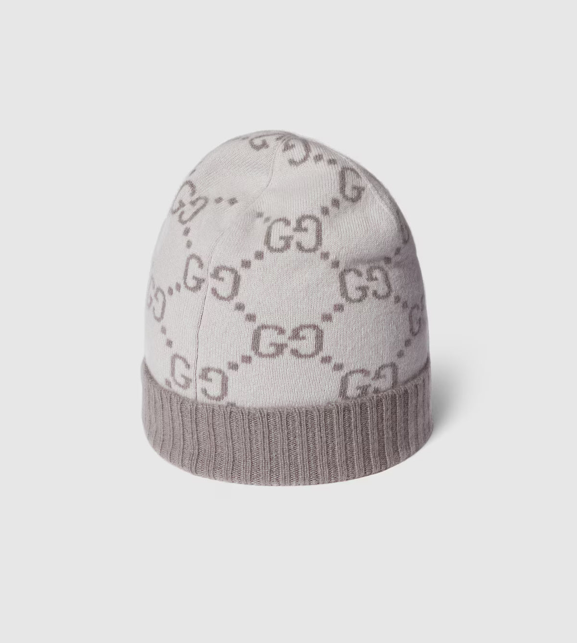 .Bonnet et Écharpe en jacquard de cachemire GG ivoire et gris clair