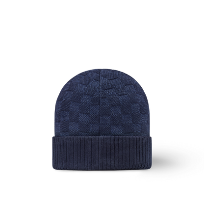 Bonnet et Écharpe Néo Petit Damier Bleu Marine
