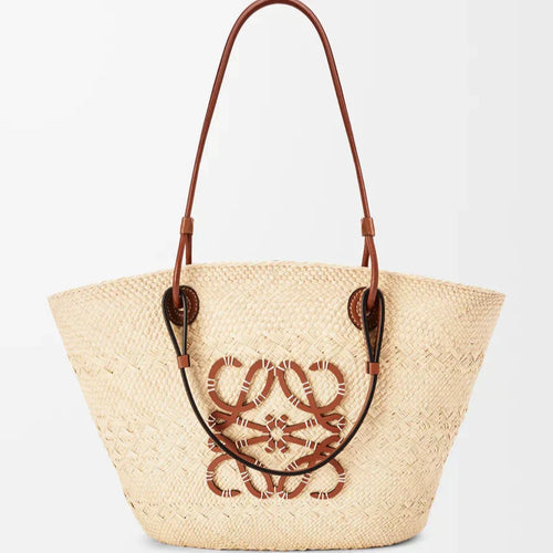 Loewe - Panier Anagram en palmier Iraca et cuir de veau