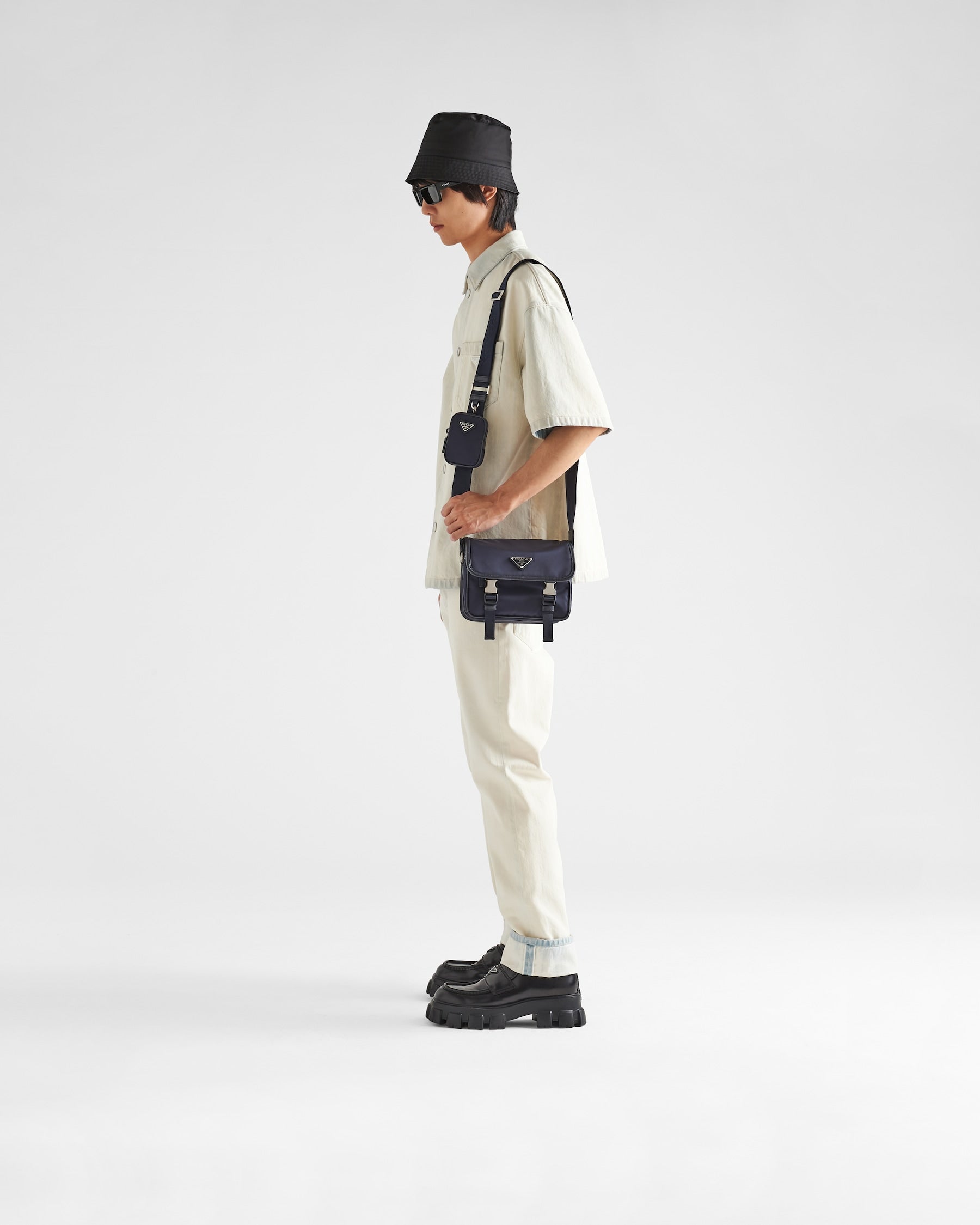 .Sac porté épaule en Re-Nylon et cuir Saffiano