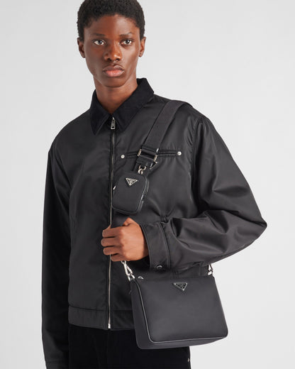 Sac porté épaule en Re-Nylon et cuir Saffiano