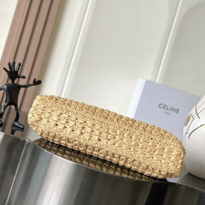 C­eli­ne - Classic Panier Cabas Triangle Raffia Calfskin