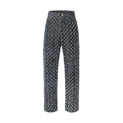 Pantalon droit à Monogram floqué en denim