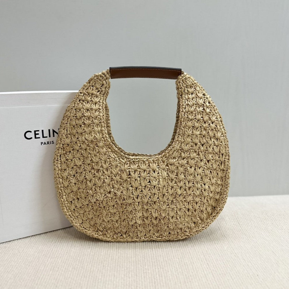 Céline - HOBO BAG IN Raffia and Calfskin