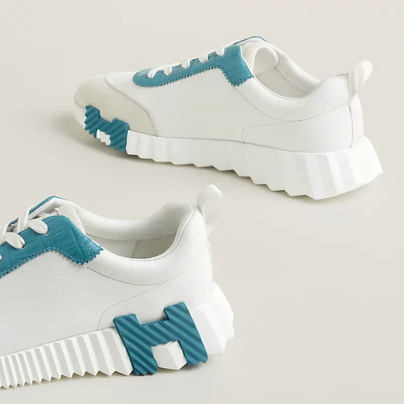 .Sneakers Hermès blanc / bleu minéral