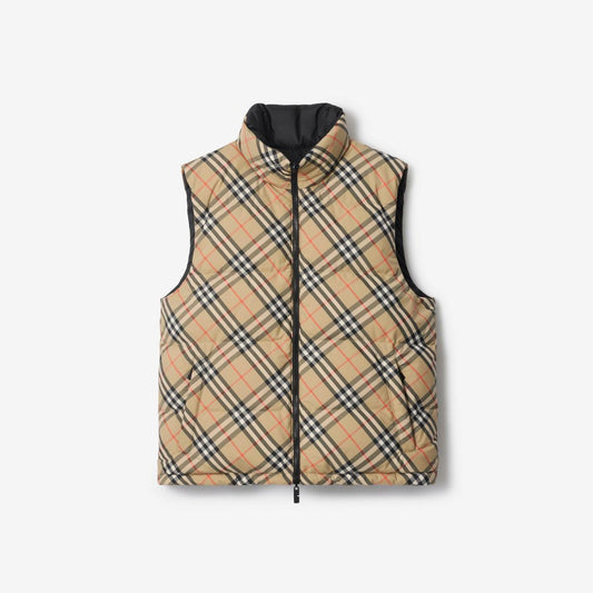 Reversible Check Puffer Gilet